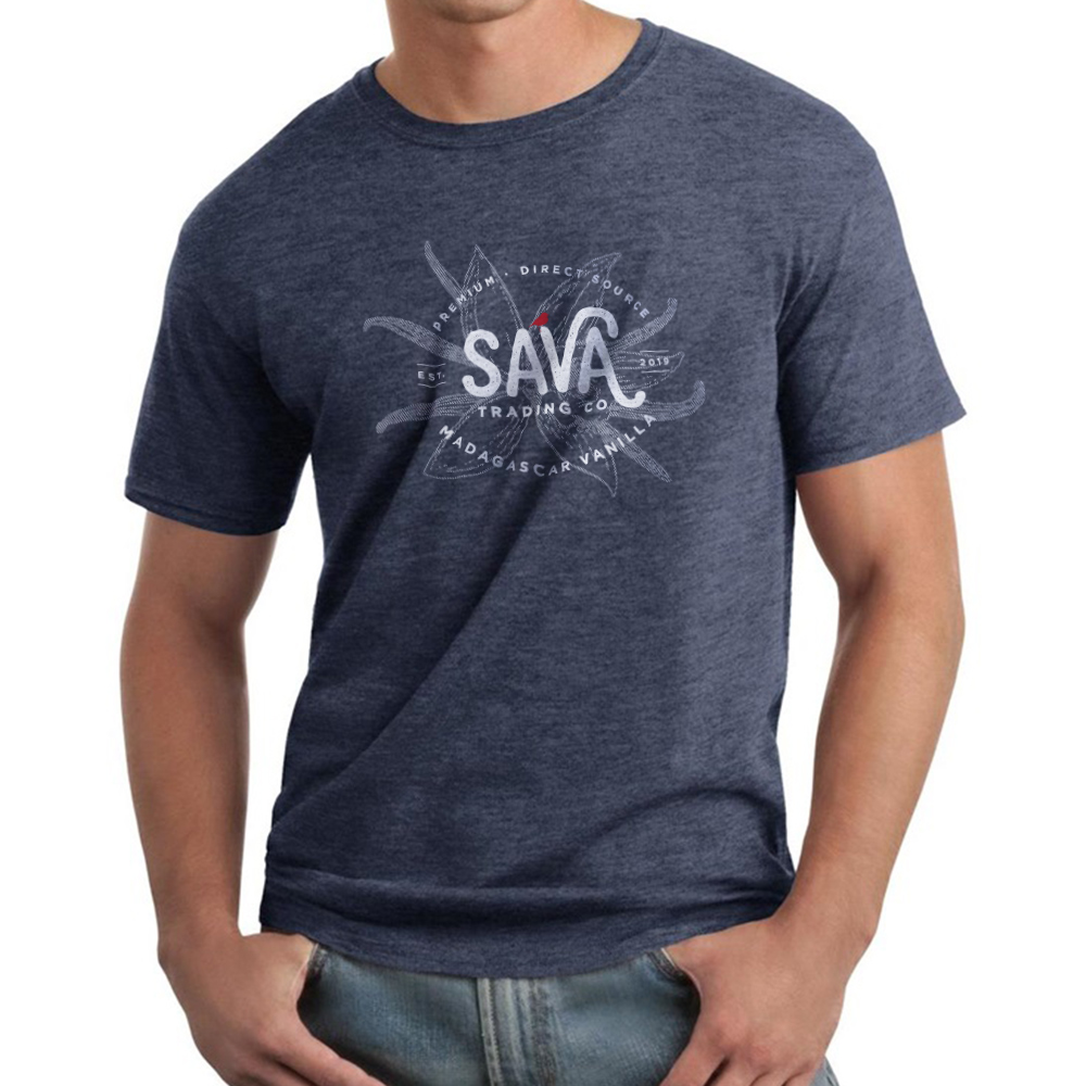 SAVA-Logo-Tee-Heather-Navy-model